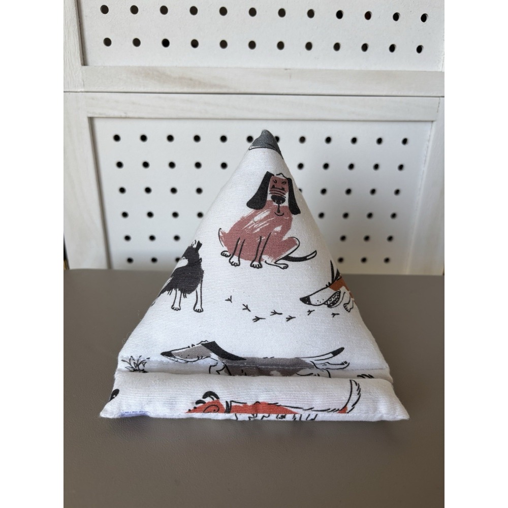 Cell Phone Fabric Pillow Holder Stand Dog Print Canvas Desk Home